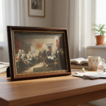 **declaration of independence painting by john trumbull | vintage gold framed wall art (36×26cm)**