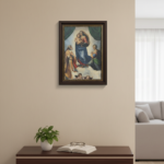 raphael sistine madonna gold framed oil painting | vintage religious wall art decor (36×26cm)